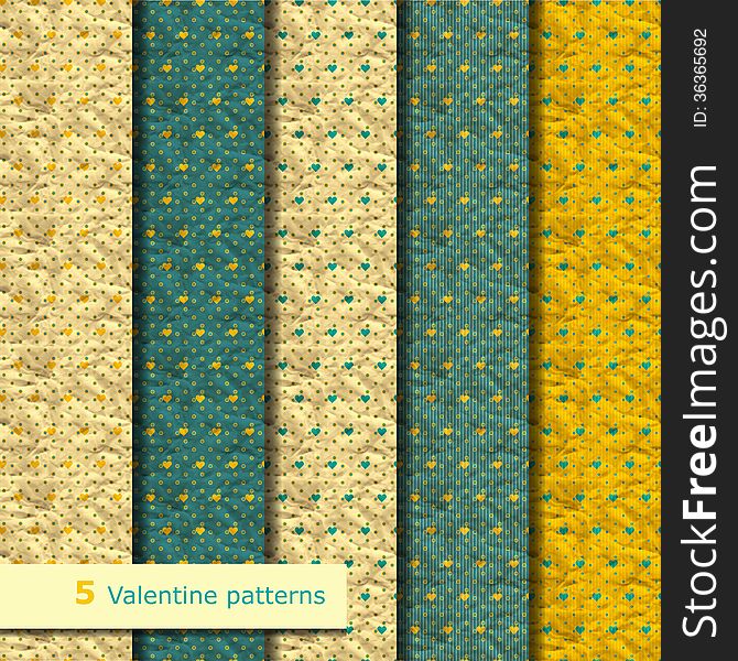 Set Of Valentines Vector Seamless Pattern