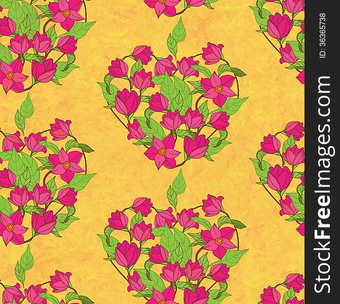 Seamless pattern with magnolia, eps10. Seamless pattern with magnolia, eps10