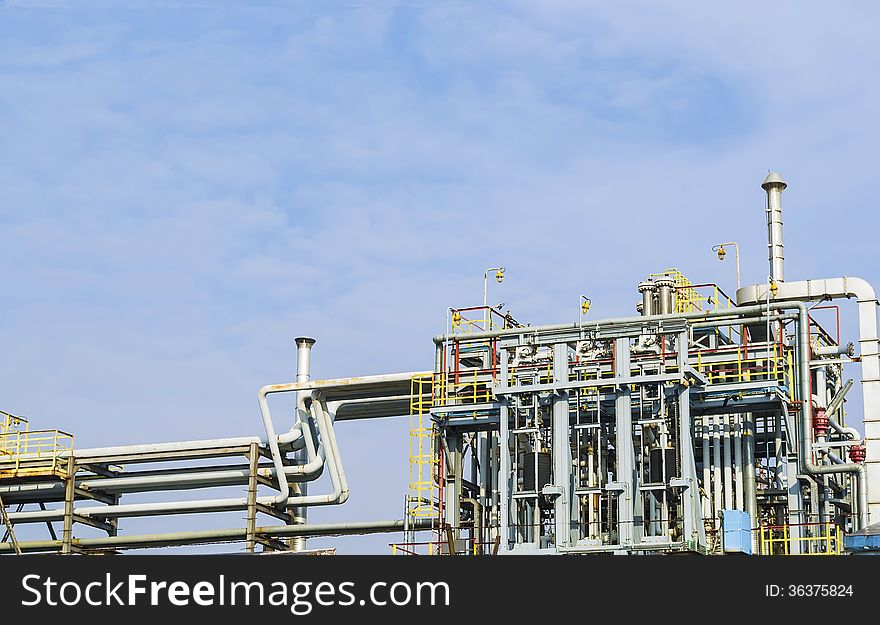 Intricate system of pipelines at an oil and gas refinery. Intricate system of pipelines at an oil and gas refinery