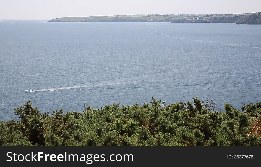 Mevagissey Bay from Black Head headland near St Austell Cornwall England on a beautiful summer day towards Pentewan. Mevagissey Bay from Black Head headland near St Austell Cornwall England on a beautiful summer day towards Pentewan