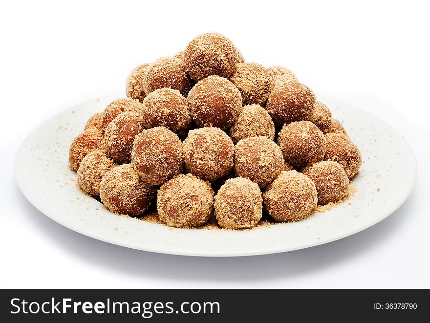 Biscuit cake with nuts and cherries on the inside