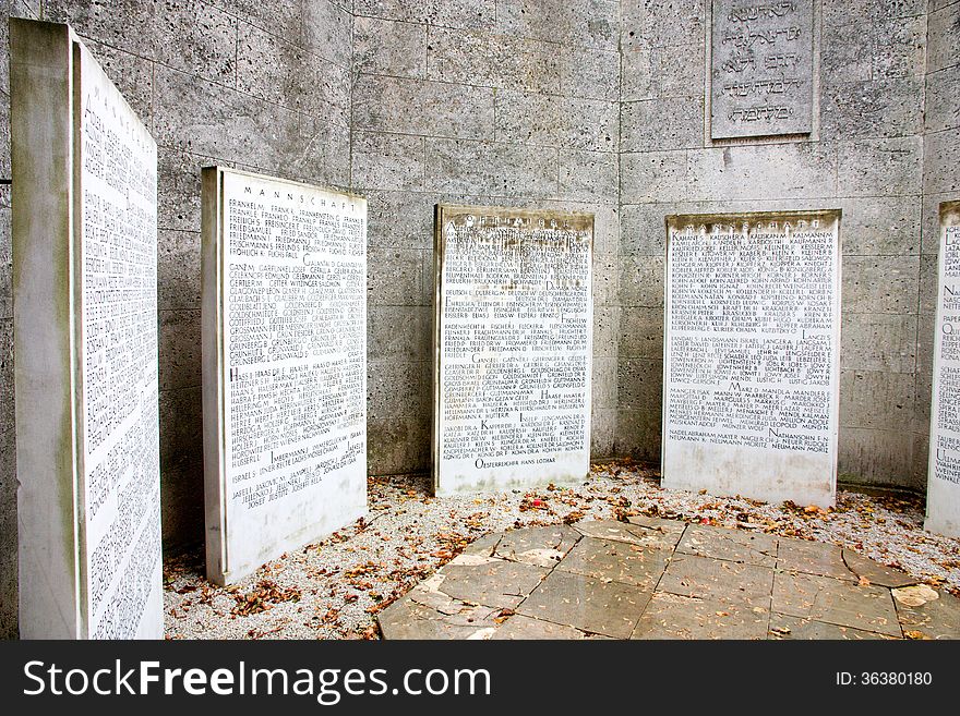 Jewish memorial with the names on the memorial plaque