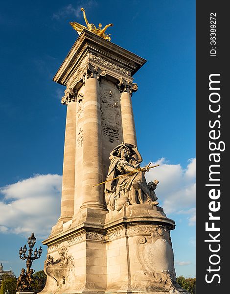 Detail of the Alexandre III bridge in Paris