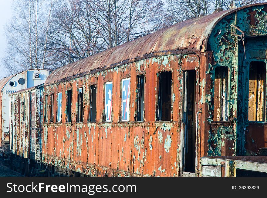 Old railway wagon on retired