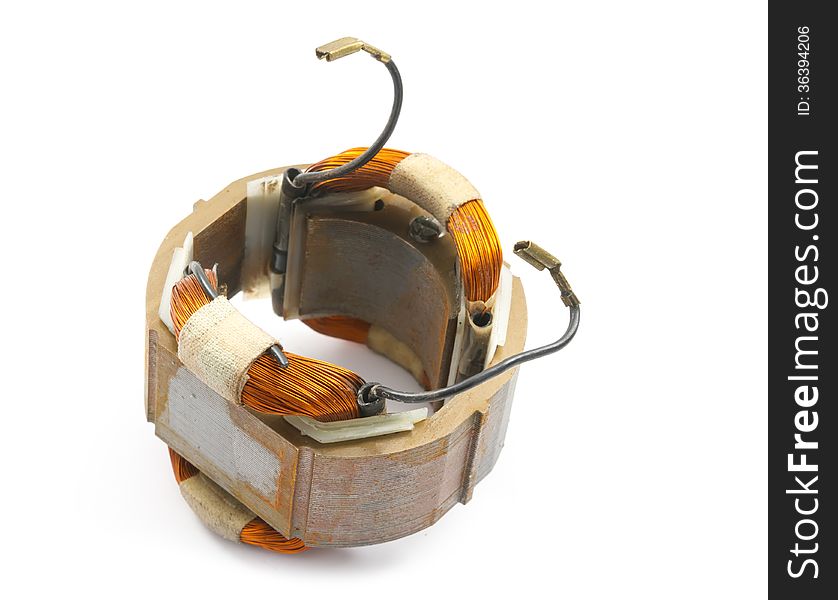 Electric motor old rusty object isolated white background