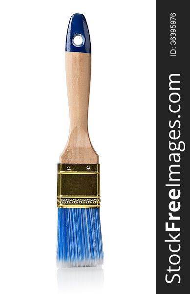 Paint brush with wooden handle on white background. Paint brush with wooden handle on white background