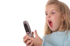 Angry Little Girl Screaming On Cellphone Royalty Free Stock Photo