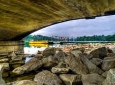 Boat Seen Under Bridge Stock Photography Boat Seen Under Bridge Stock Photography