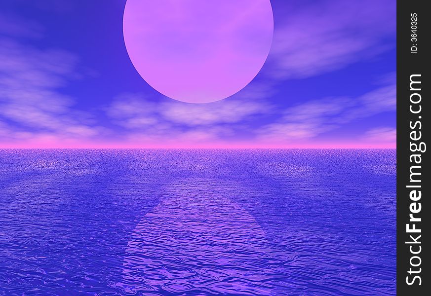 Sunset and bright  sky and sea illustration. Sunset and bright  sky and sea illustration.