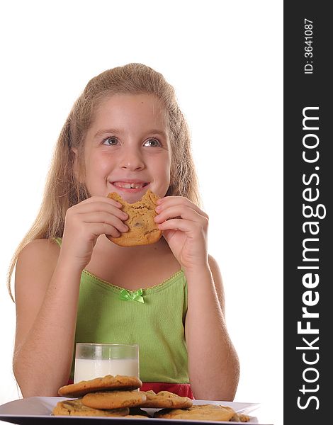 Shot of a happy little girl with cookie center