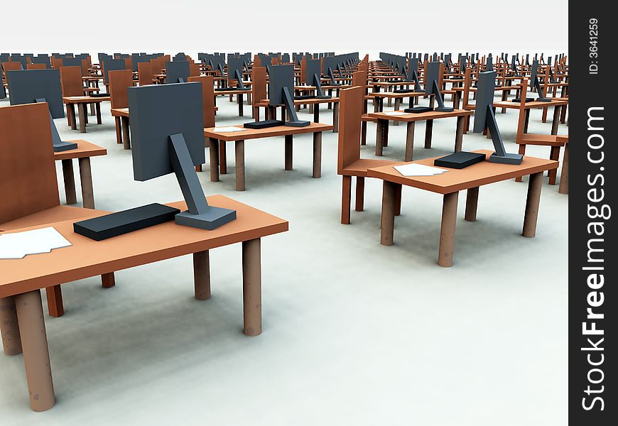 Many Desks With Chairs 3