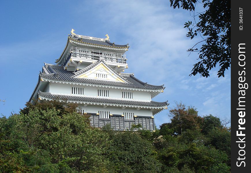 Ancient gifu castle stands on top of the kinkasan mountain in gifu city of japan