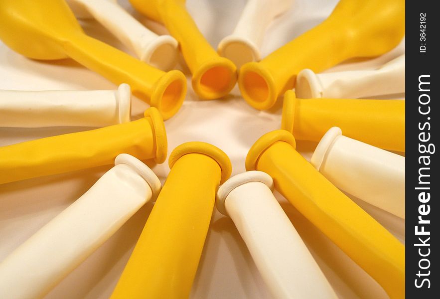 Close up of yellow and white balloons alternating in color. Close up of yellow and white balloons alternating in color