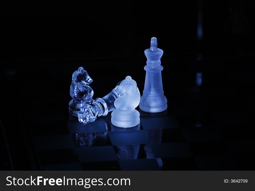 Frosted and Clear Glass Chess Pieces