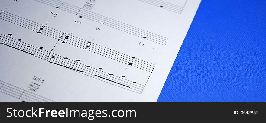 Music notes on blue background