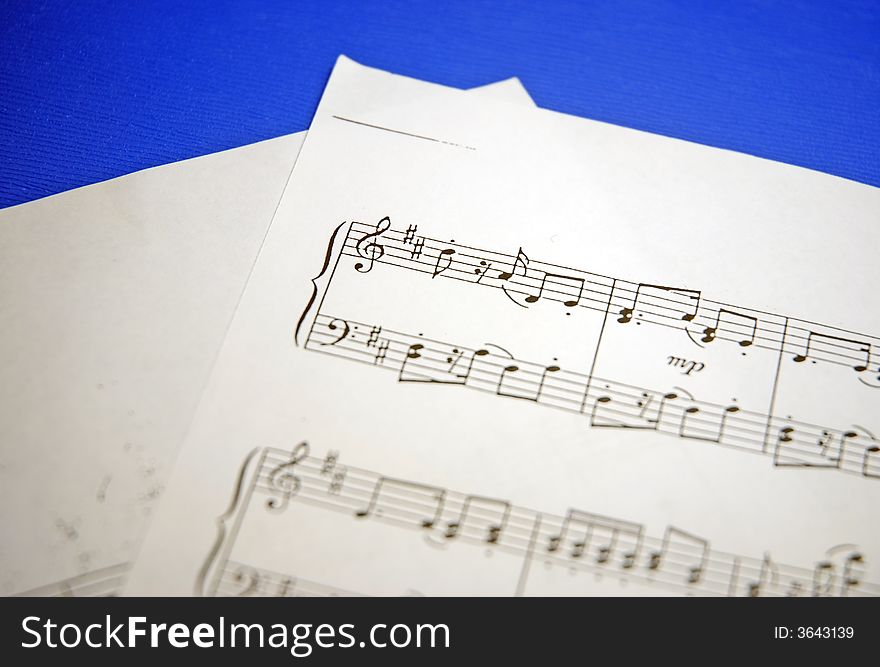 Music notes on blue background