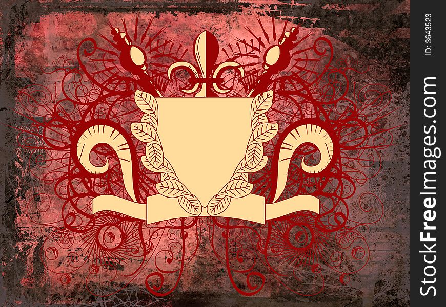 Grunge style border with ornate decoration