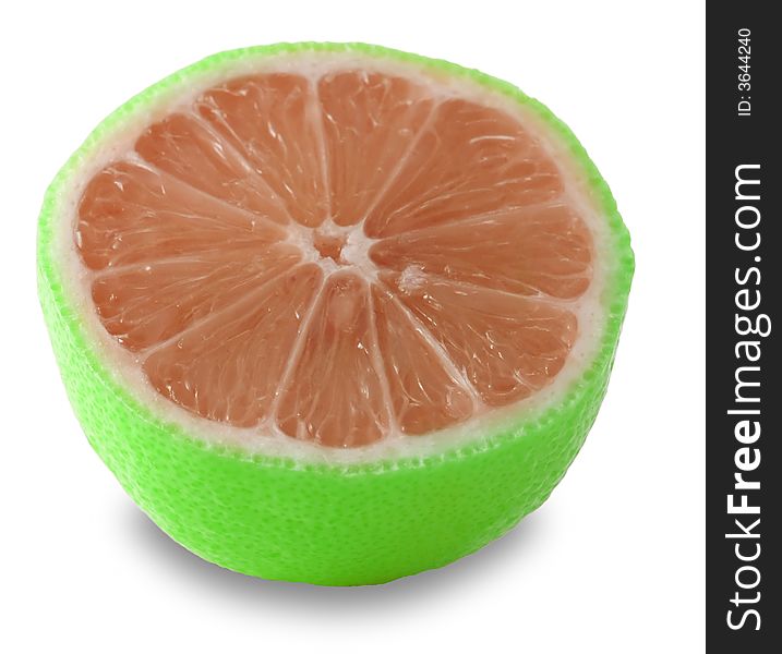Sliced grapefruit on white background