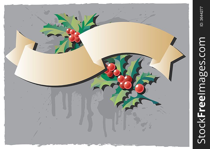 Celebration banner with christmas plants