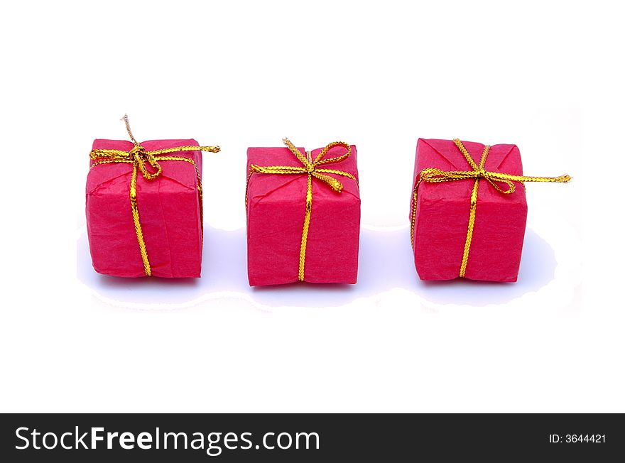 Christmas Gift Box With Golden Ribbon