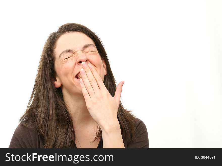 Smiling woman isolated over white