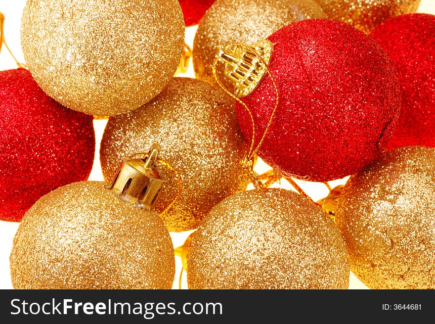 Close up of decorated Christmas tree balls