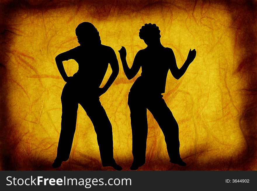 Dancers on a grunge style background. Dancers on a grunge style background