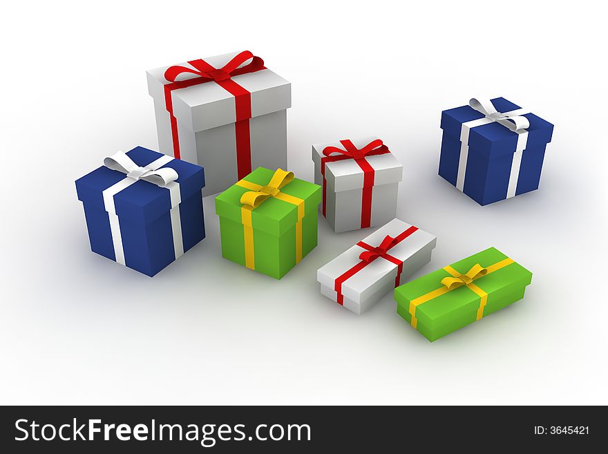 Gift boxes - 3d isolated illustration (more 3d gift boxes in my gallery)