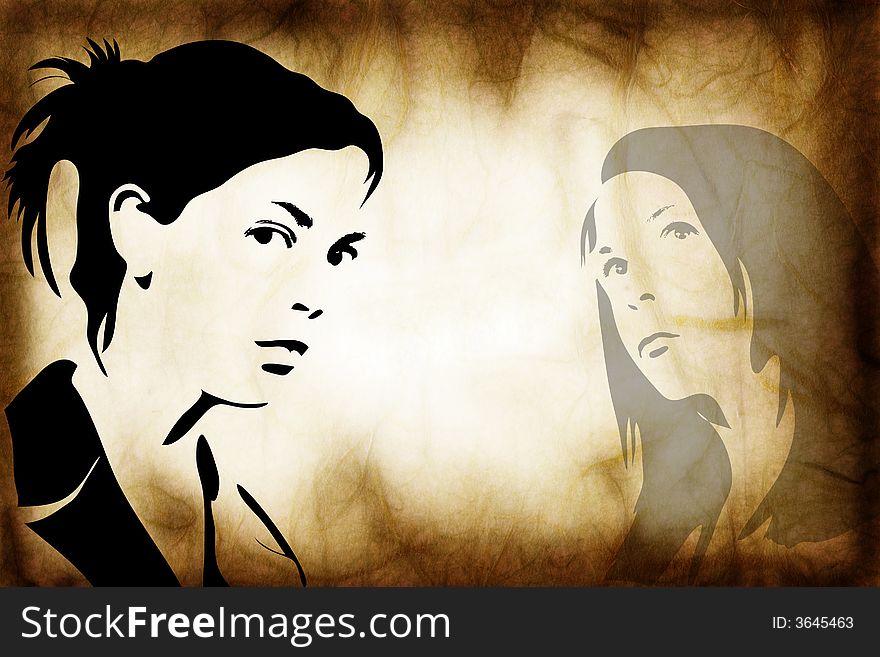 Hand Drawn Silhouette Of A Woman