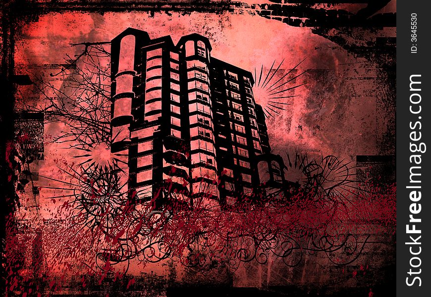 Grunge style design of a building. Grunge style design of a building