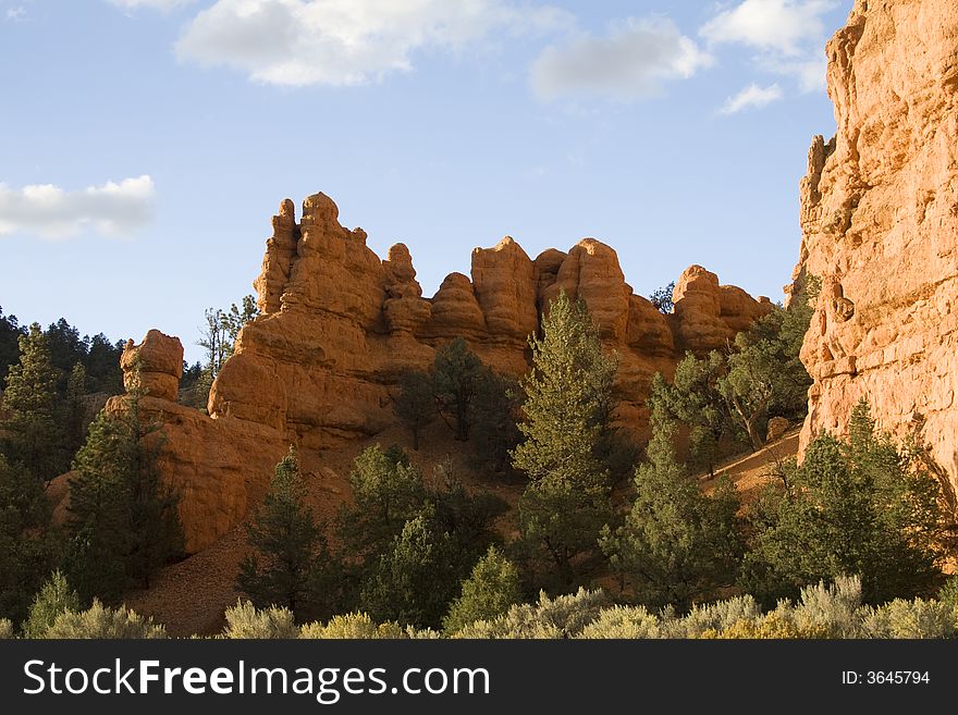 View of Zion National Park at sunset