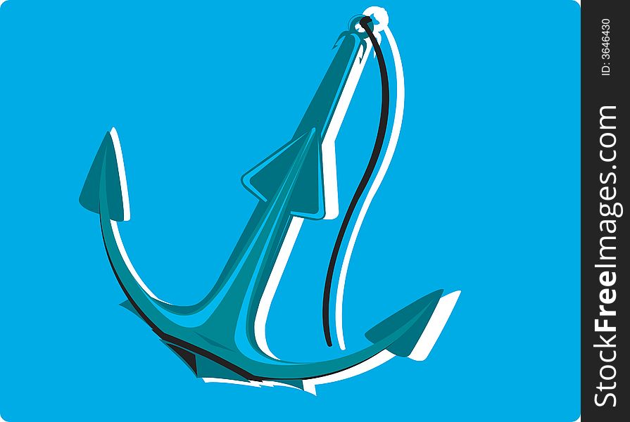 An anchor with chain in blue