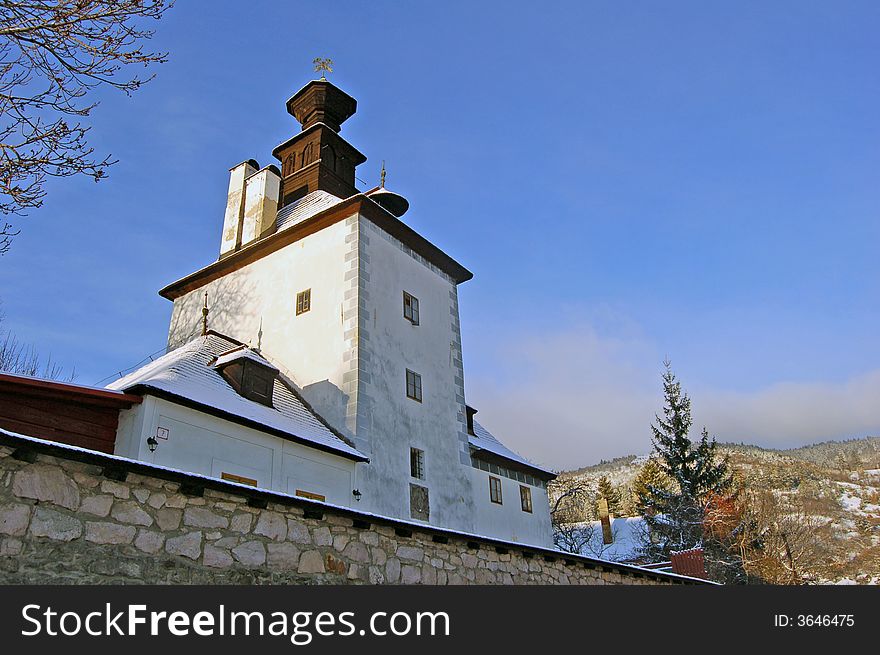 View on a castle in a clear winter day