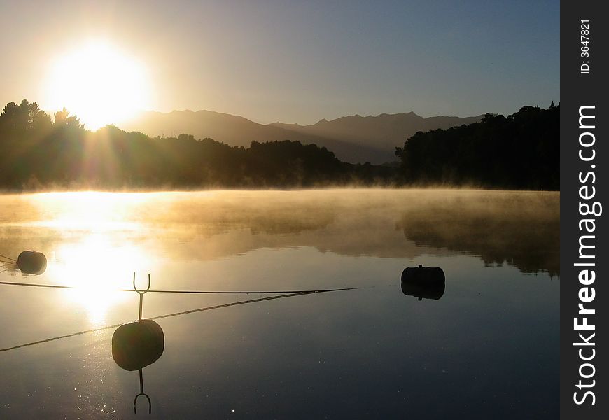 Sunrise at Lake Manapouri, New Zealand. Sunrise at Lake Manapouri, New Zealand