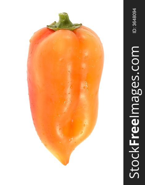 Big yellow pepper on white isolated