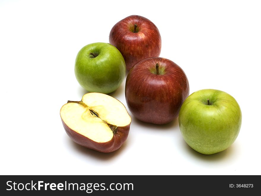 Heap of apples on the white background