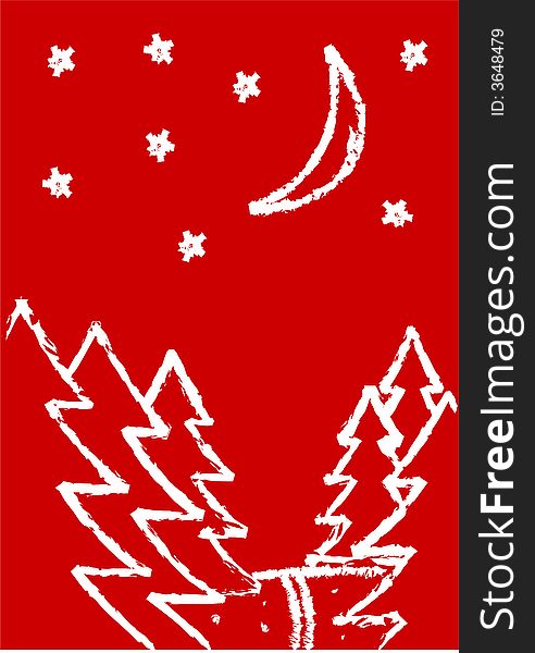 Christmas winter card hand drawn illustration