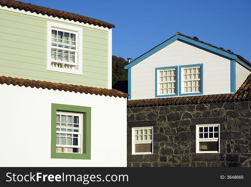 Houses with traditional lofts, Azores. Houses with traditional lofts, Azores