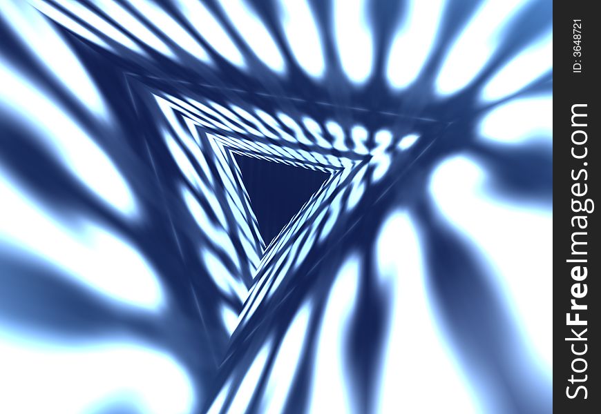 Background with a triangle from abstract white lines on dark blue. Background with a triangle from abstract white lines on dark blue