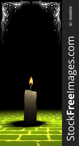 Soft-glowing candle light with floral elements - 3d render