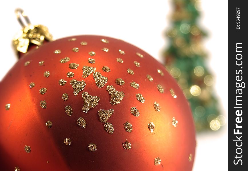 Christmas decoration with fir tree on the background