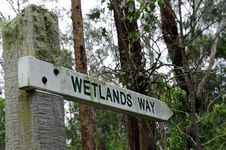 Wetlands Sign In A Woodland Setting Royalty Free Stock Photos