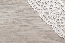 White Lace On A Wooden Background Stock Image White Lace On A Wooden Background Stock Image
