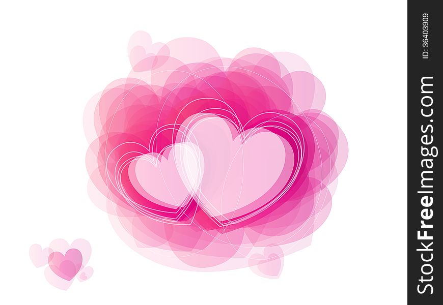 Abstract Valentineâ€™s Day illustration with hearts on white