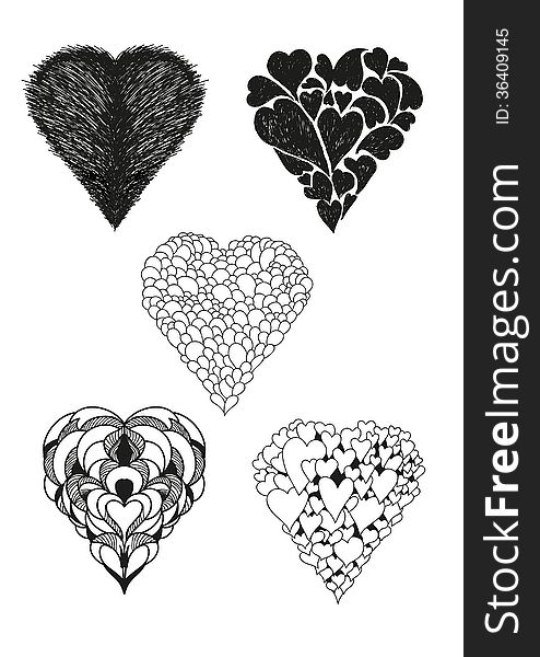 Collection of heart vector calligraphic
