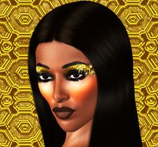 Straight Hairstyle With Gemstone Eye Makeup. Stock Image Straight Hairstyle With Gemstone Eye Makeup. Stock Image