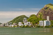 Residential Buildings And Mountains Around The Lake Stock Photography Residential Buildings And Mountains Around The Lake Stock Photography