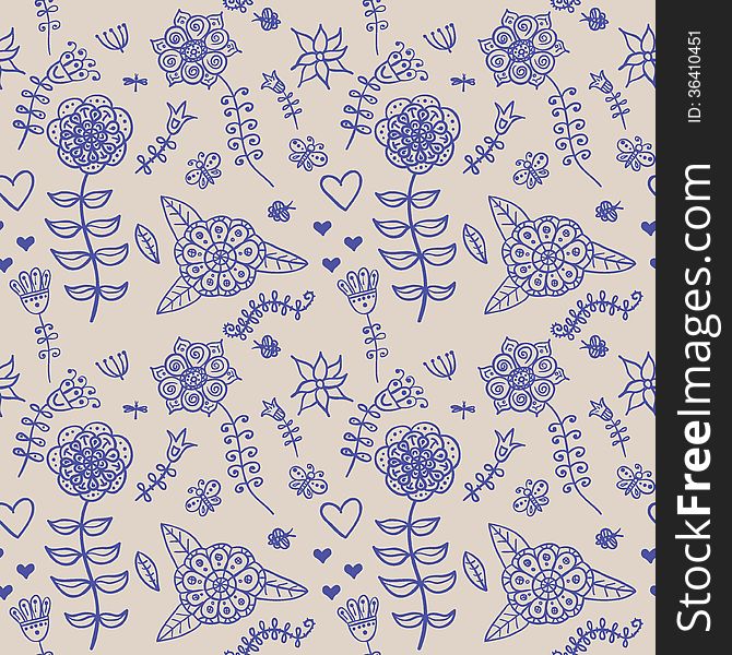 Cute Colorful Floral Seamless Pattern