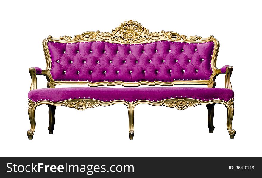 Vintage luxury Pink sofa Armchair isolated on white background