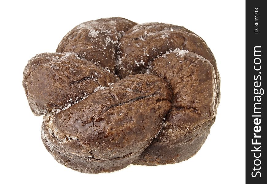 Isolated of spiral donut bread on white background